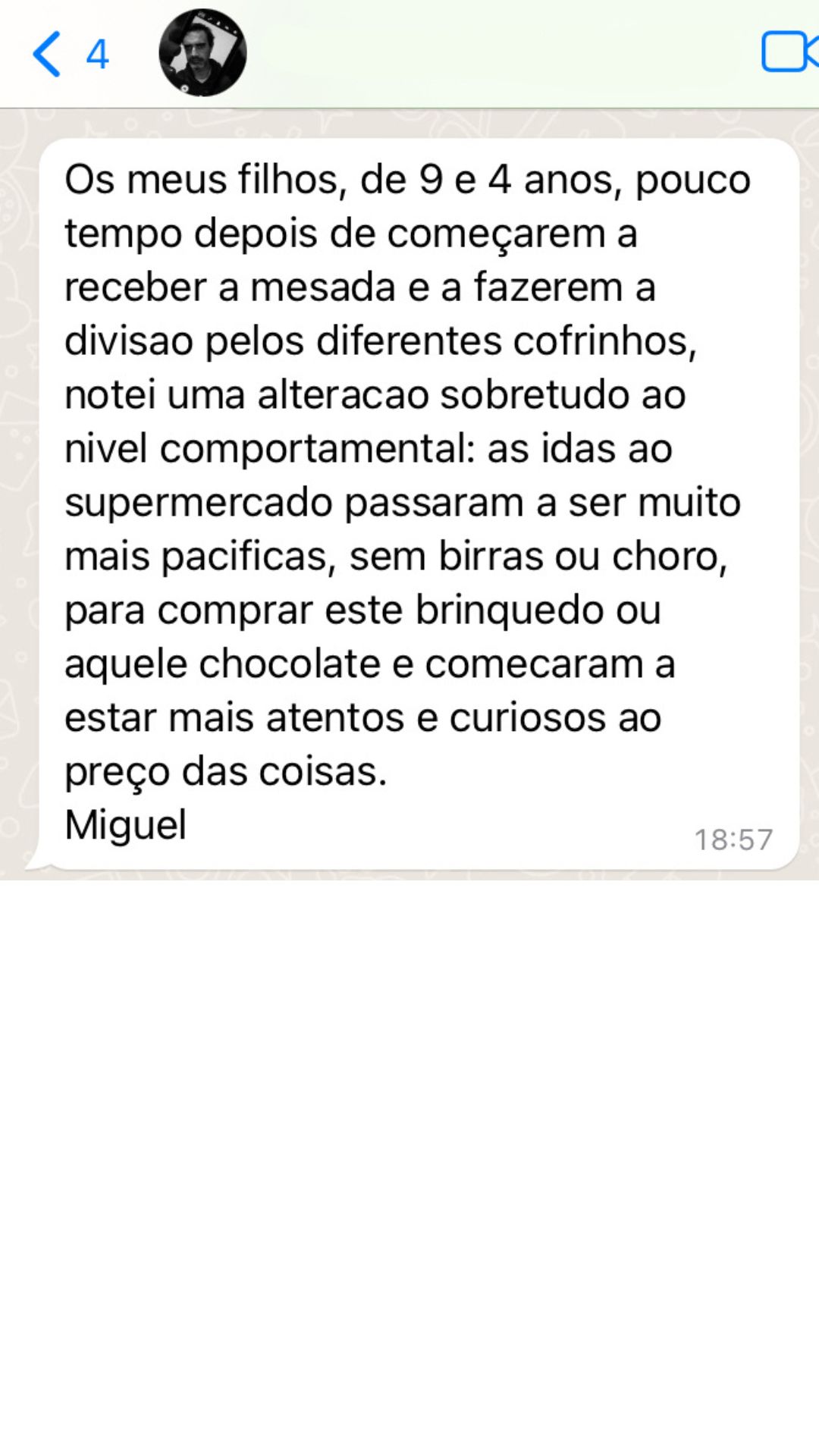 Depoimento — Pai
