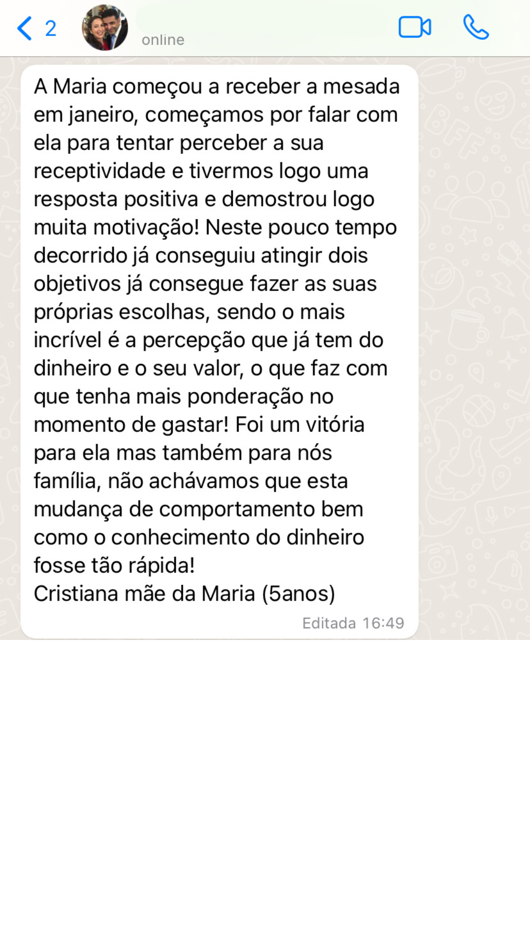 Depoimento — Mãe da Maria